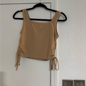 Tan Ribbed Sleeveless Top